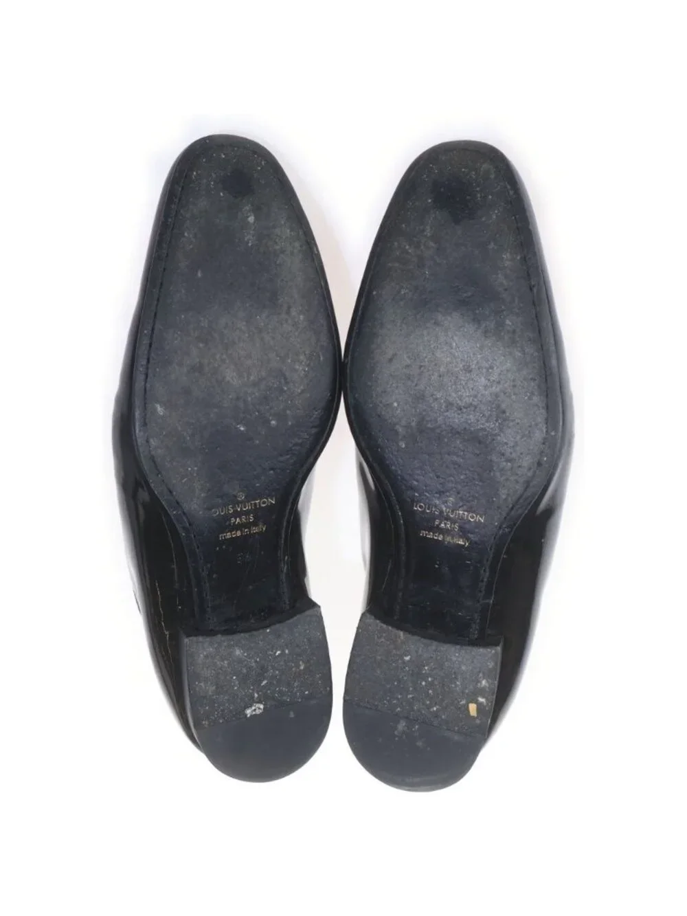 Louis Vuitton Vendome Line Derby Monogram Dress Shoes Business Enamel Black